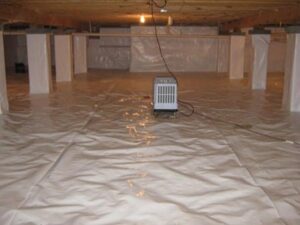 A crawl space vapor barrier is a thick piece of plastic placed over the crawl space floor and walls.
