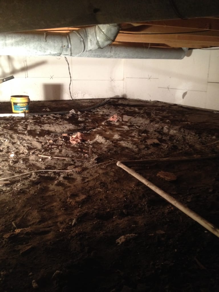 photo of a damp, musty crawl space