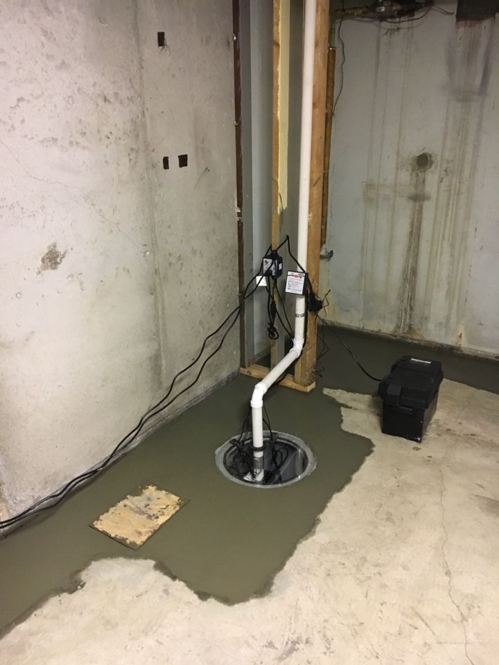 completed drain tile with sump pump